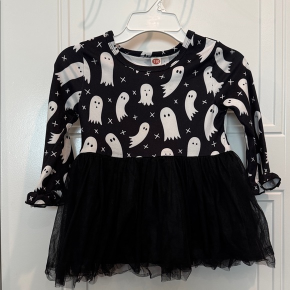 Spooky Ghost Kids Halloween Costume Dress - Black and White - Picture 1 of 4